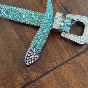 Sparkling Green Rhinestone Belt